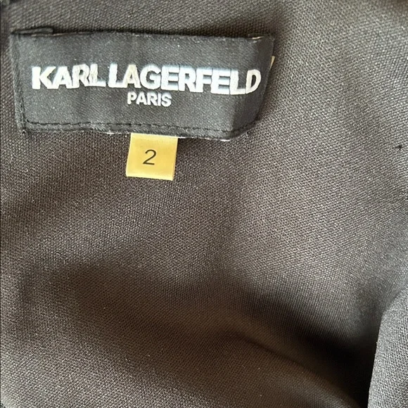 Karl Lagerfeld Black and Gray Tweed Lace-Trim Midi Dress size 2 - Picture 12 of 13